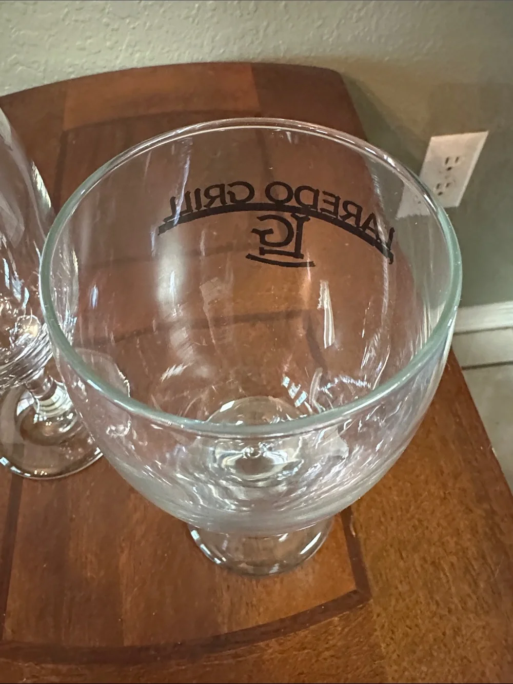 Vintage Laredo Grill Tex-Mex Restaurant Logo Wine/Beer Goblet Glasses - Set of 2